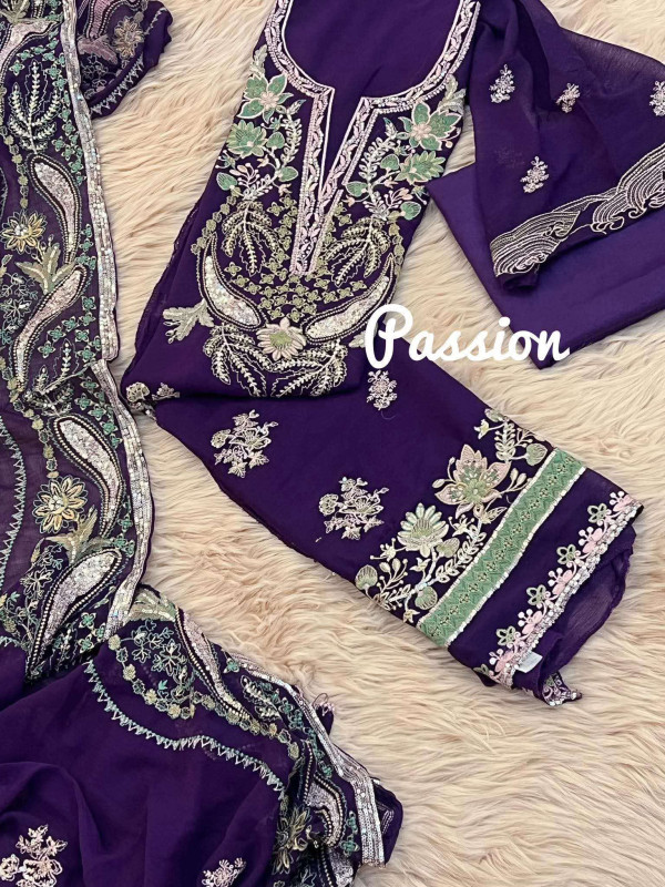 আনস্টিচ ইন্ডিয়ান জরজেট থ্রী-পিচ (ডেলিভারী চার্জ ফ্রি)